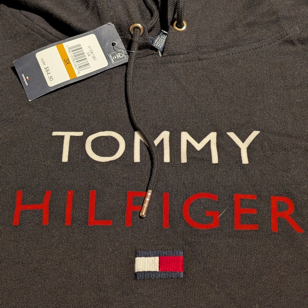 Tommy Hilfiger Black Sweatshirt with Red and White Logo. 3xl. NWT - Picture 3 of 6